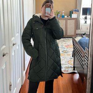 Levi’s Green Quilted Sherpa-Lined Hooded Puffer Jacket Coat Women’s